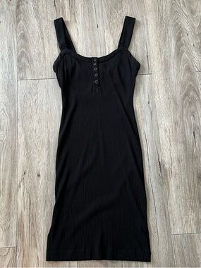 l*space Black Ribbed Tank Midi Dress